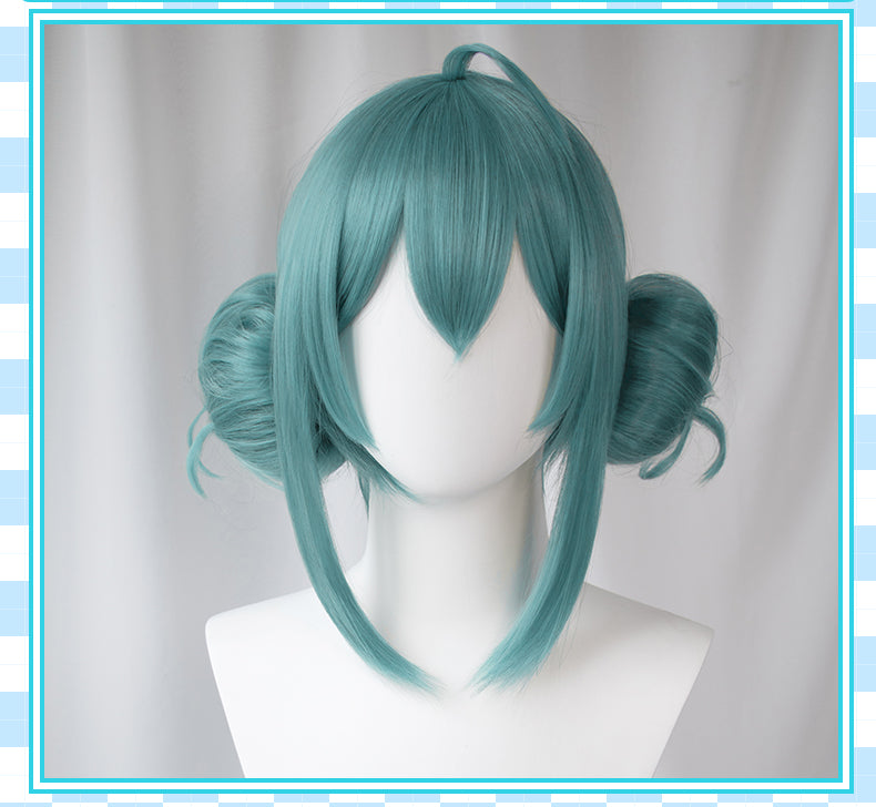 UWOWO Cosplay Hatsunee Mikuu Anime Figure MIKU Fanart. 40CM Green Cosplay Wig Cute White Bunny Dresses Hair