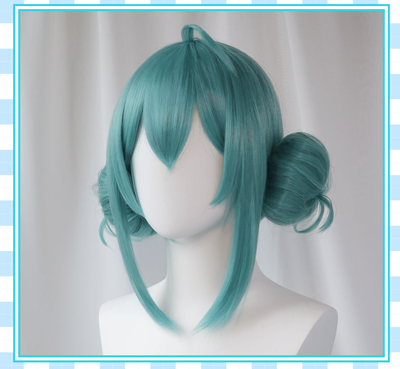 UWOWO Cosplay Hatsunee Mikuu Anime Figure MIKU Fanart. 40CM Green Cosplay Wig Cute White Bunny Dresses Hair