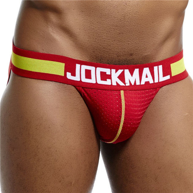 JOCKMAIL Strap Men Underwear Penis Pouch Briefs Camouflage Men Thong Sexy Gay Jockstrap Mesh Male Panties Cueca Tanga Hombre