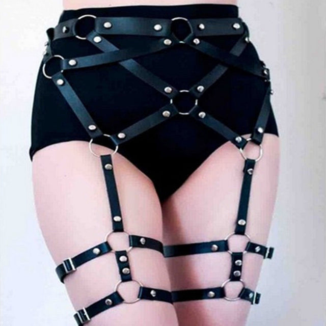 Leather Sword Belt Waist Garter Handmade Body Bondage Sexy Leg Suspenders Restraints Harness Erotic Stockings Lingerie