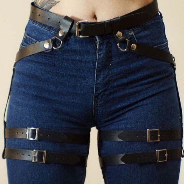 Leather Sword Belt Waist Garter Handmade Body Bondage Sexy Leg Suspenders Restraints Harness Erotic Stockings Lingerie