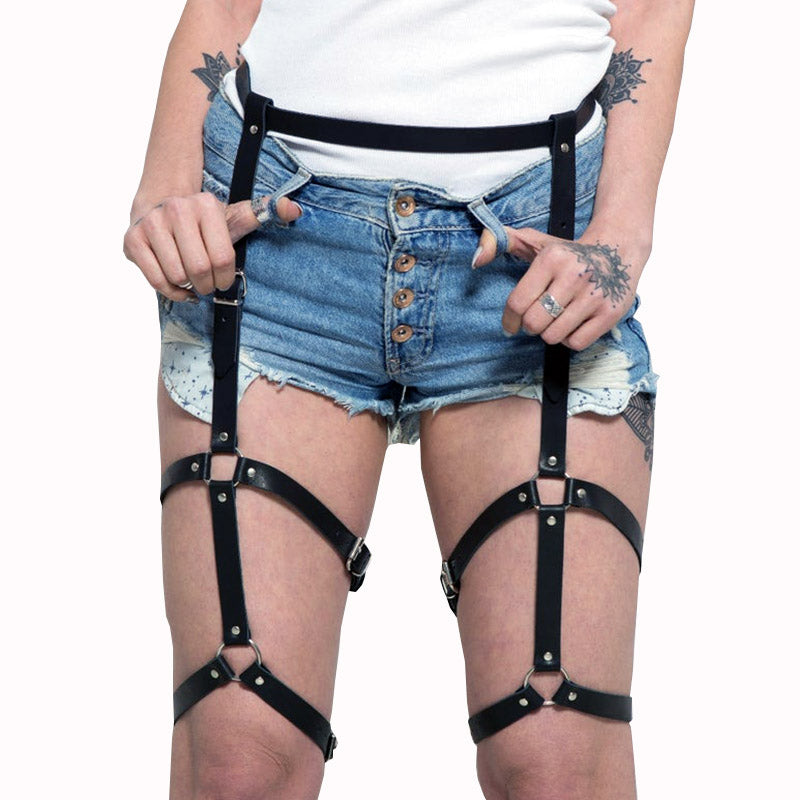 Leather Sword Belt Waist Garter Handmade Body Bondage Sexy Leg Suspenders Restraints Harness Erotic Stockings Lingerie