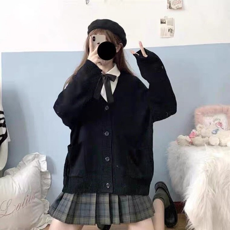 Japanese Korean Fashion Sailor School Girl Uniform Cardigan Cosplay Suit Sweater Anime Student Costume College Youth Purity
