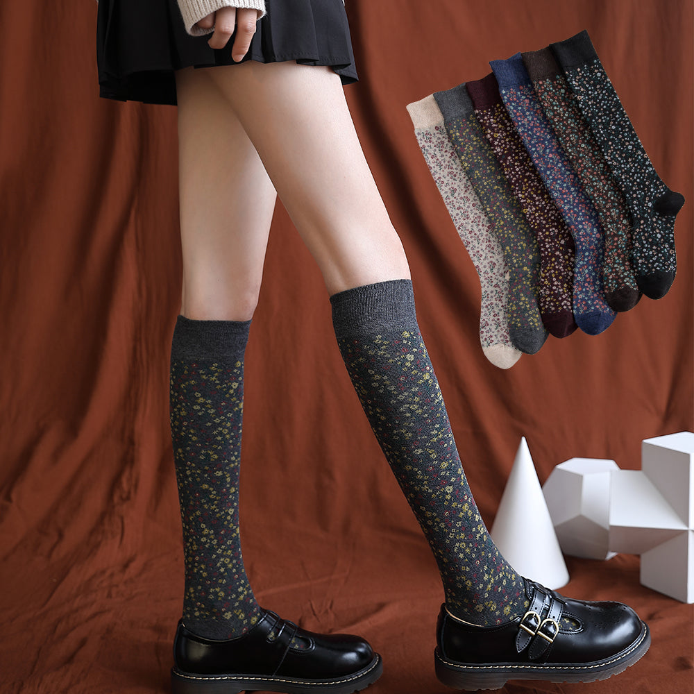 Women Socks in Tube Cotton Small Floral Pattern Fashion Personality Leisure Sports Comfortable