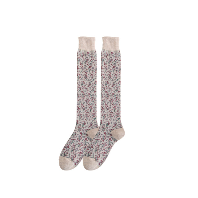 Women Socks in Tube Cotton Small Floral Pattern Fashion Personality Leisure Sports Comfortable
