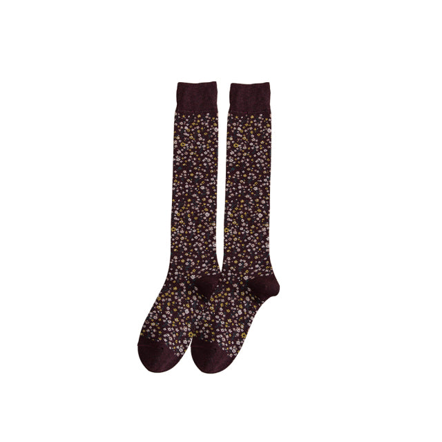 Women Socks in Tube Cotton Small Floral Pattern Fashion Personality Leisure Sports Comfortable