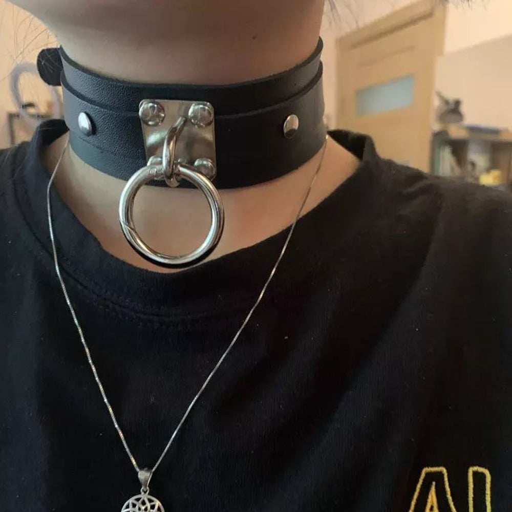 ZIMNO Sexy Punk Egirl Choker Collar Leather Choker Bondage Cosplay Goth Jewelry Women Gothic Male Necklace Harajuku Accessories