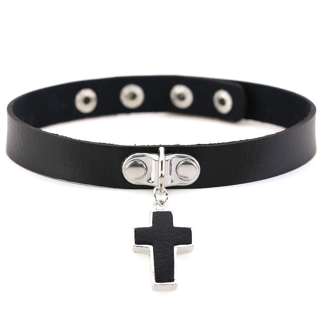 ZIMNO Sexy Punk Egirl Choker Collar Leather Choker Bondage Cosplay Goth Jewelry Women Gothic Male Necklace Harajuku Accessories