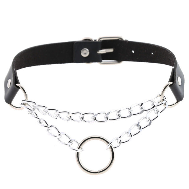 ZIMNO Sexy Punk Egirl Choker Collar Leather Choker Bondage Cosplay Goth Jewelry Women Gothic Male Necklace Harajuku Accessories