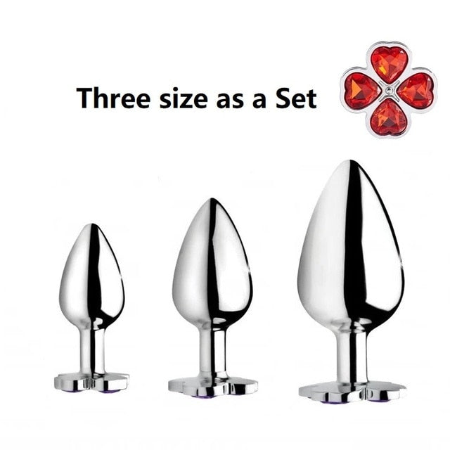 Small medium large set huge four leaf cover Metal Anal plug jewelry butt beads dildo insert BDSM vaginal Sex toy for men women
