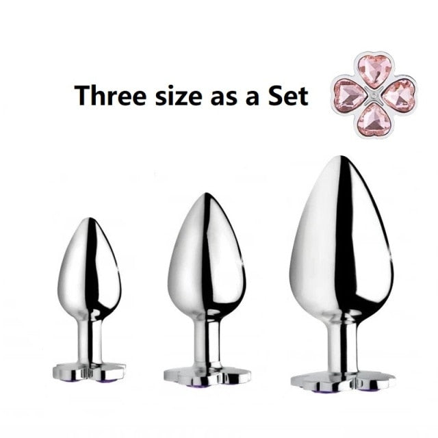 Small medium large set huge four leaf cover Metal Anal plug jewelry butt beads dildo insert BDSM vaginal Sex toy for men women
