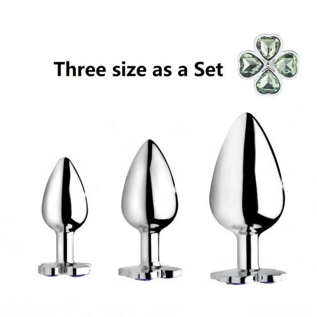 Small medium large set huge four leaf cover Metal Anal plug jewelry butt beads dildo insert BDSM vaginal Sex toy for men women