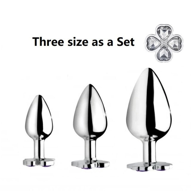 Small medium large set huge four leaf cover Metal Anal plug jewelry butt beads dildo insert BDSM vaginal Sex toy for men women