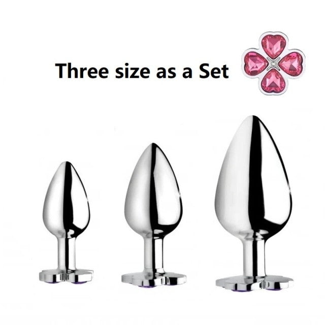 Small medium large set huge four leaf cover Metal Anal plug jewelry butt beads dildo insert BDSM vaginal Sex toy for men women