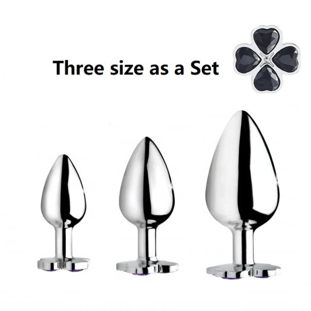 Small medium large set huge four leaf cover Metal Anal plug jewelry butt beads dildo insert BDSM vaginal Sex toy for men women