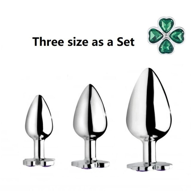 Small medium large set huge four leaf cover Metal Anal plug jewelry butt beads dildo insert BDSM vaginal Sex toy for men women
