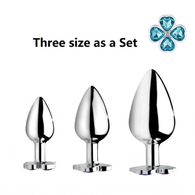 Small medium large set huge four leaf cover Metal Anal plug jewelry butt beads dildo insert BDSM vaginal Sex toy for men women