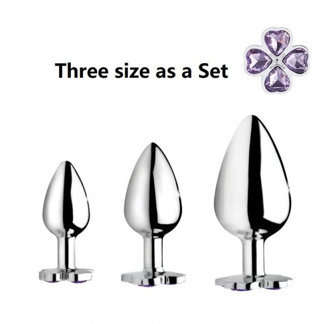 Small medium large set huge four leaf cover Metal Anal plug jewelry butt beads dildo insert BDSM vaginal Sex toy for men women