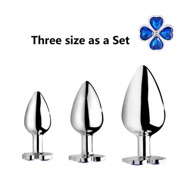 Small medium large set huge four leaf cover Metal Anal plug jewelry butt beads dildo insert BDSM vaginal Sex toy for men women