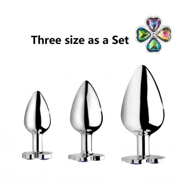 Small medium large set huge four leaf cover Metal Anal plug jewelry butt beads dildo insert BDSM vaginal Sex toy for men women