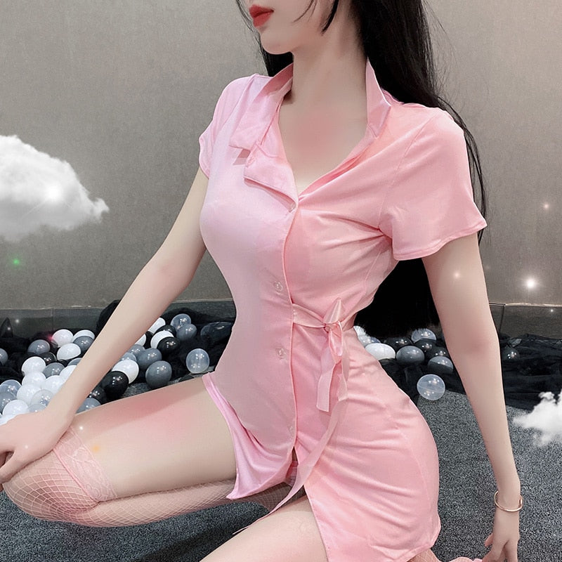 Erotic Cosplay Pink Nurse Outfit Costumes for Women Adult Japanese Sexy Cute Seductive Lingerie Ddlg Dress Nurse Sex Uniform