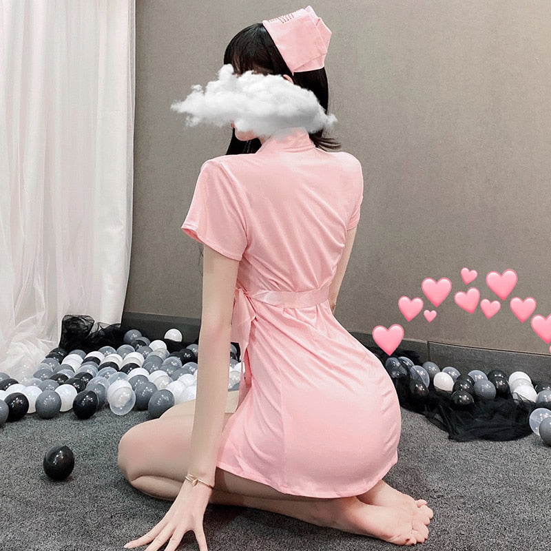 Erotic Cosplay Pink Nurse Outfit Costumes for Women Adult Japanese Sexy Cute Seductive Lingerie Ddlg Dress Nurse Sex Uniform