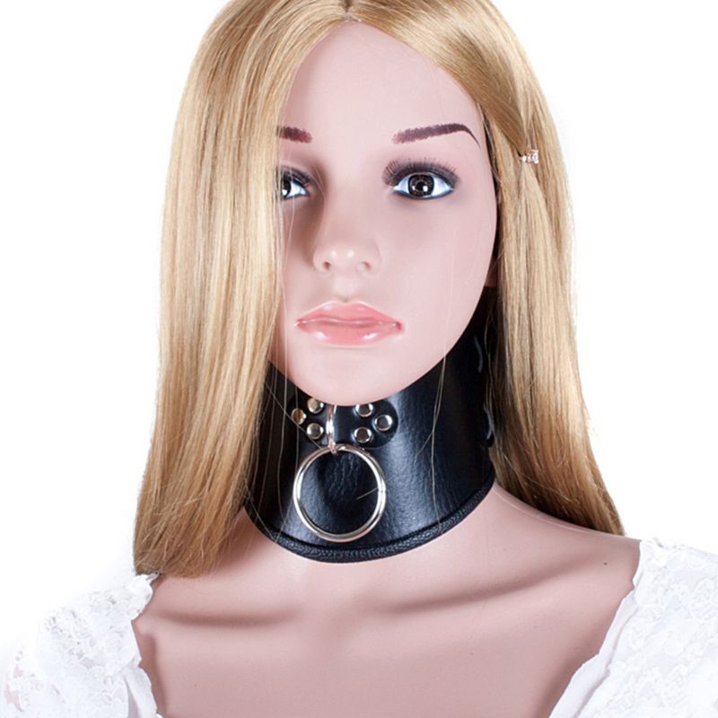 PU Leather BDSM Bondage Posture Neck Collar With Pull Ring Adjustable Collar Rings Belt Slave Bondage Strap Harness Sex Toys