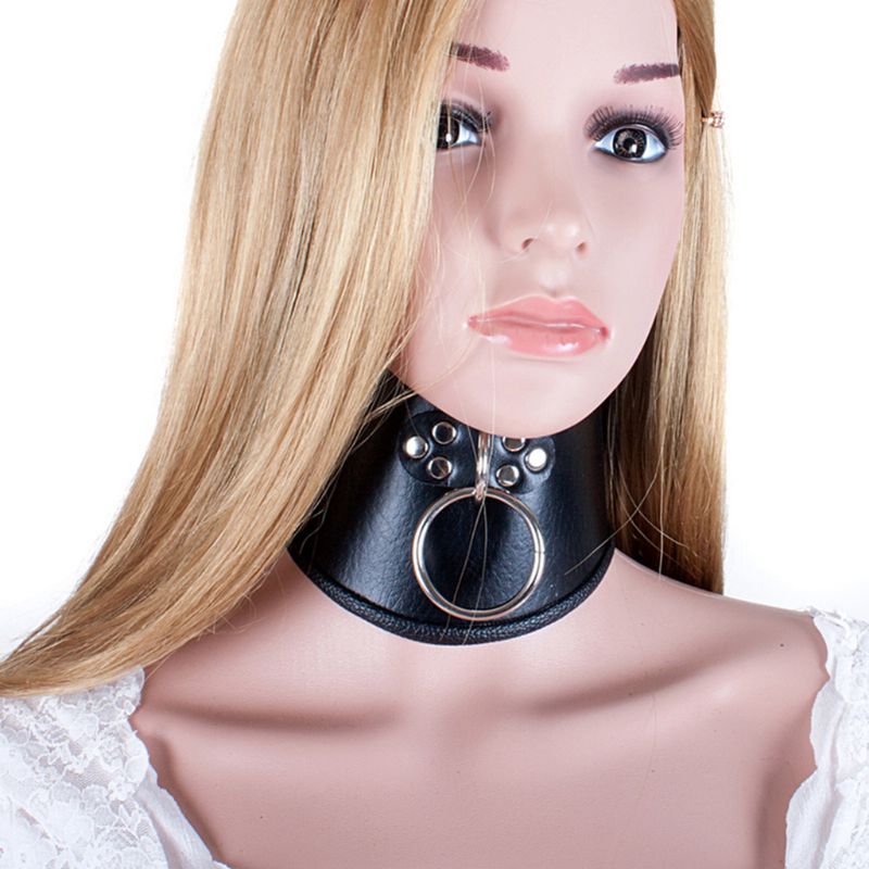 PU Leather BDSM Bondage Posture Neck Collar With Pull Ring Adjustable Collar Rings Belt Slave Bondage Strap Harness Sex Toys