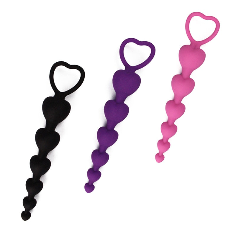 Heart Shaped Silicone Anal Beads Butt Plug Balls Anus Vagina Stimulator Sex Toys For Woman Ass Adult Goods Sexual Supplies