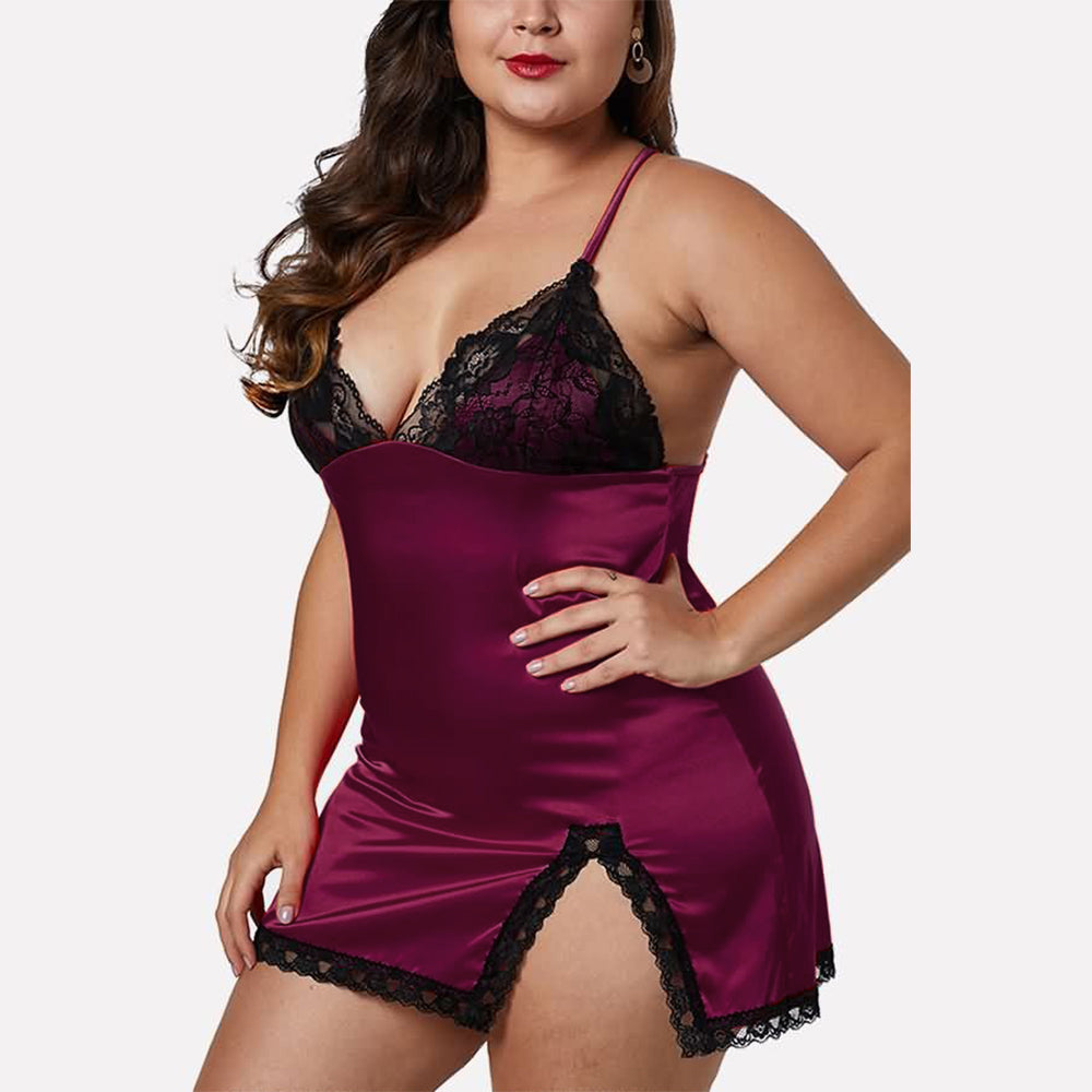 Women Night Short Plus Size Dress Nightgown Satin Silk Lace Lingerie Pajamas Sleepwear Sexy Lingerie Pijama Nightdress