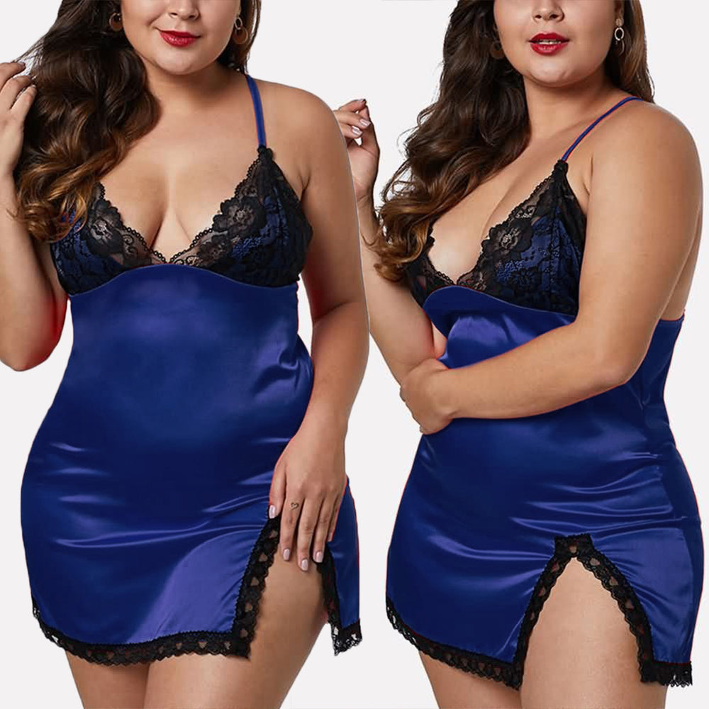 Women Night Short Plus Size Dress Nightgown Satin Silk Lace Lingerie Pajamas Sleepwear Sexy Lingerie Pijama Nightdress