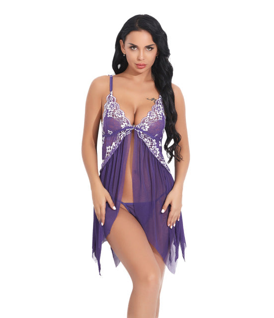 Sexy Lingerie Women Front Closure Lace V Neck Mesh Sleepwear Lingerie Sleepwear lingerie