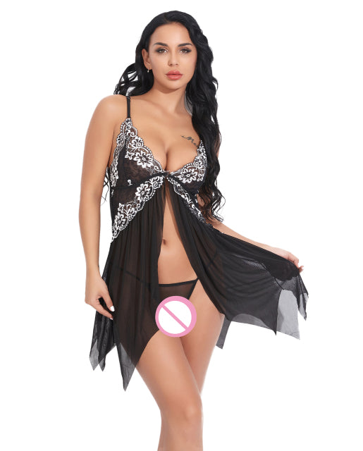 Sexy Lingerie Women Front Closure Lace V Neck Mesh Sleepwear Lingerie Sleepwear lingerie