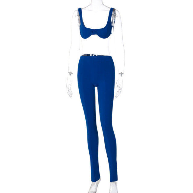 Women Tank Top And Splits Pants 2 Piece Set Sport Suit Gradients High Waist Legging Fitness Bra Set Matching Sets