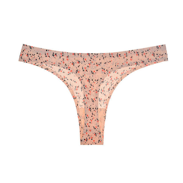 Underwear Sexy Thong Soft Breathable Ice Silk Leopard Panties Women Seamless T-Back Low-Rise Lingerie G-String