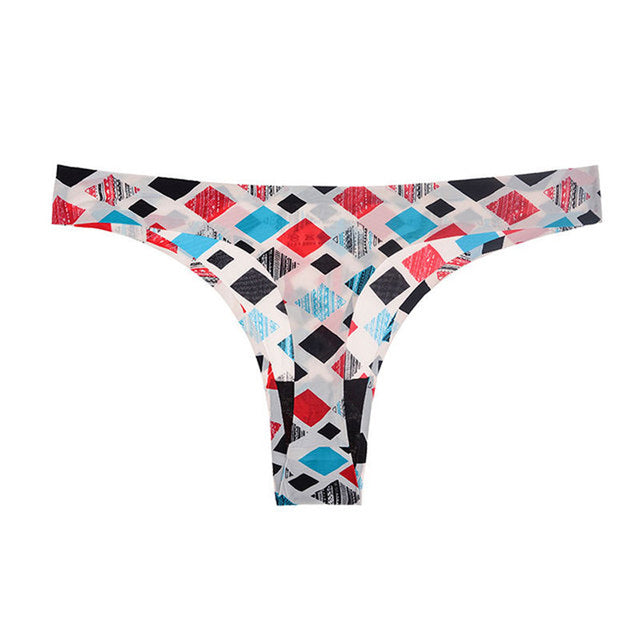 Underwear Sexy Thong Soft Breathable Ice Silk Leopard Panties Women Seamless T-Back Low-Rise Lingerie G-String
