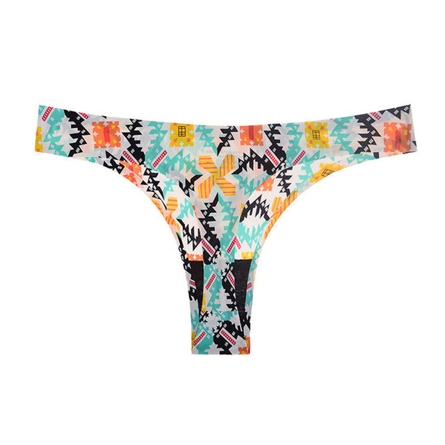 Underwear Sexy Thong Soft Breathable Ice Silk Leopard Panties Women Seamless T-Back Low-Rise Lingerie G-String
