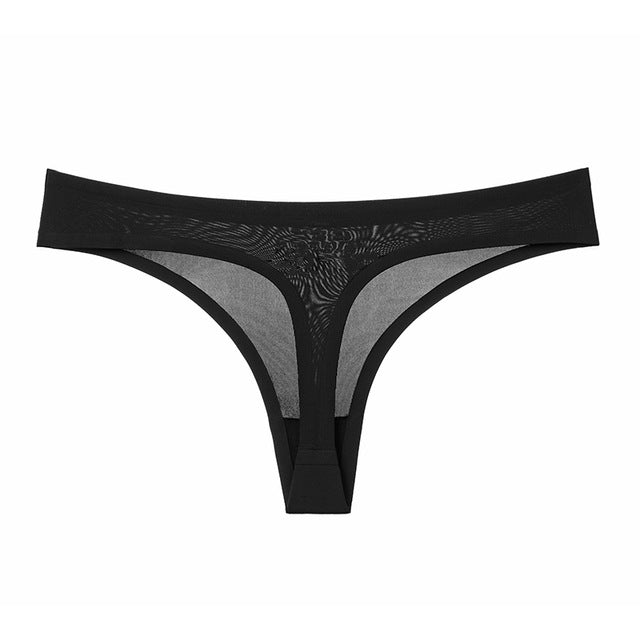 Underwear Sexy Thong Soft Breathable Ice Silk Leopard Panties Women Seamless T-Back Low-Rise Lingerie G-String