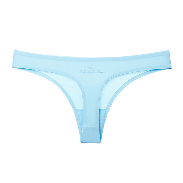 Underwear Sexy Thong Soft Breathable Ice Silk Leopard Panties Women Seamless T-Back Low-Rise Lingerie G-String