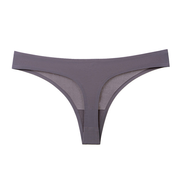 Underwear Sexy Thong Soft Breathable Ice Silk Leopard Panties Women Seamless T-Back Low-Rise Lingerie G-String