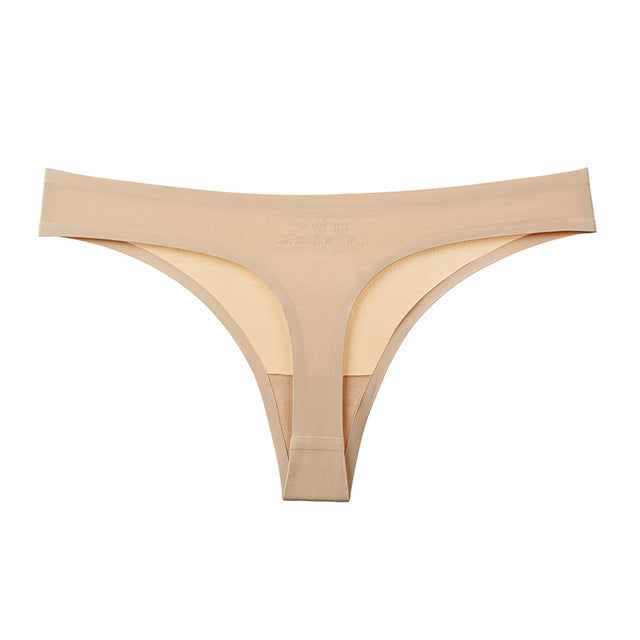 Underwear Sexy Thong Soft Breathable Ice Silk Leopard Panties Women Seamless T-Back Low-Rise Lingerie G-String