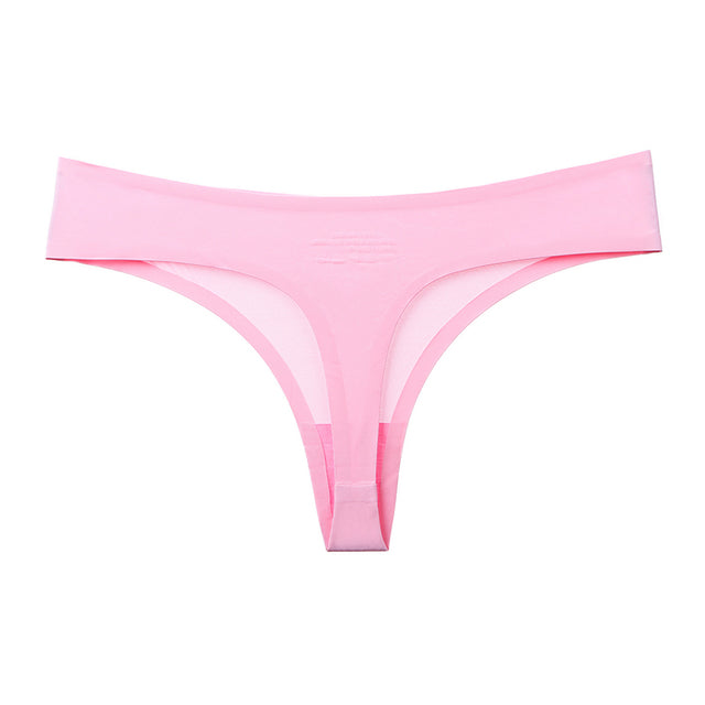 Underwear Sexy Thong Soft Breathable Ice Silk Leopard Panties Women Seamless T-Back Low-Rise Lingerie G-String
