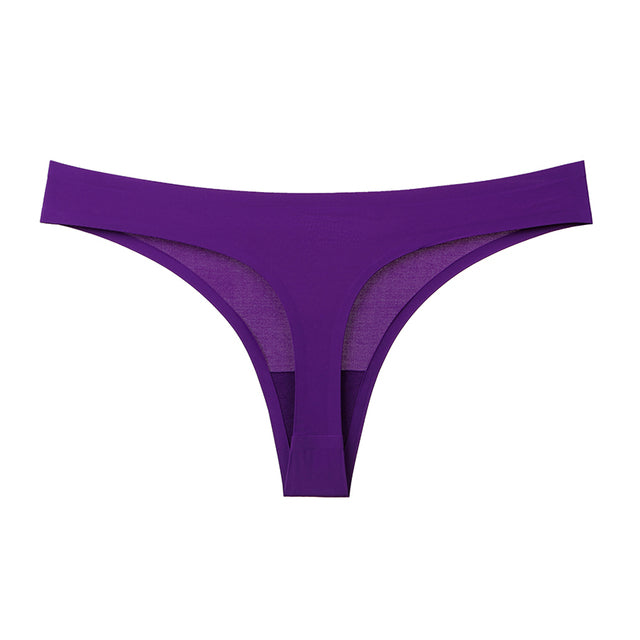 Underwear Sexy Thong Soft Breathable Ice Silk Leopard Panties Women Seamless T-Back Low-Rise Lingerie G-String