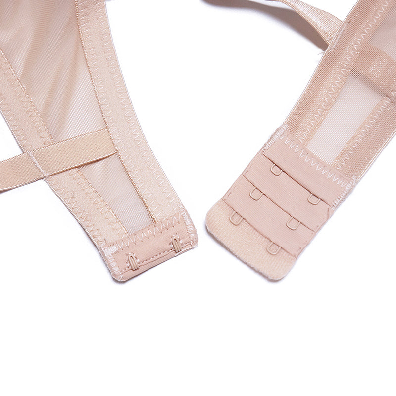 Varsbaby ultra-thin cup mesh lace underwear transparent unlined 1 bra+2 panties plus size bra set for ladies