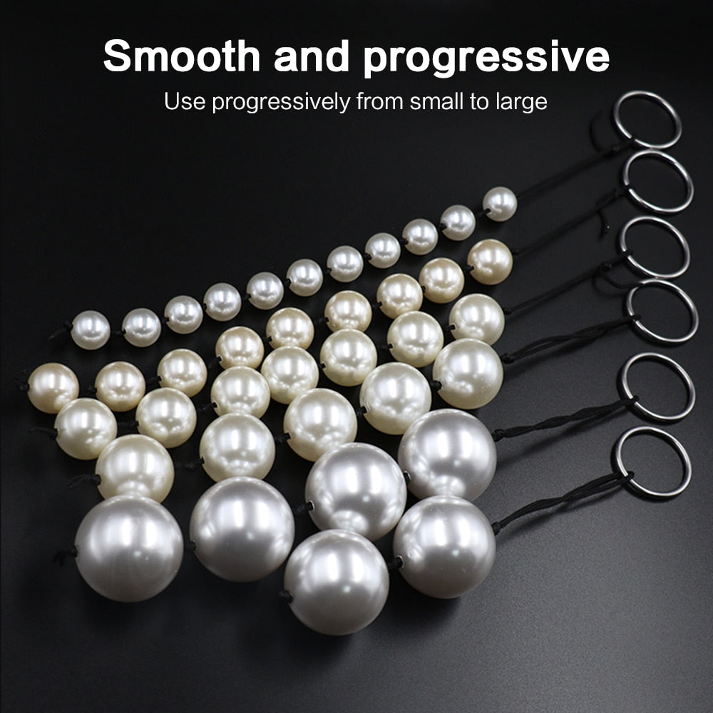 Long Anal Beads Butt Plug Rubber Park Super Large Pearl Anal Plugs Sex Toys for Woman Men Handheld Anus Masturbator Expander