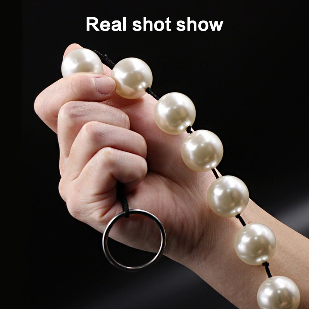 Long Anal Beads Butt Plug Rubber Park Super Large Pearl Anal Plugs Sex Toys for Woman Men Handheld Anus Masturbator Expander