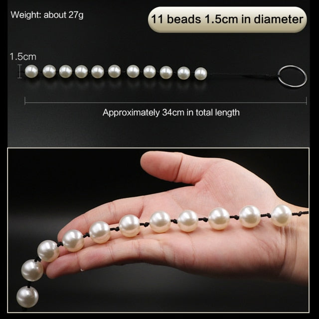 Long Anal Beads Butt Plug Rubber Park Super Large Pearl Anal Plugs Sex Toys for Woman Men Handheld Anus Masturbator Expander