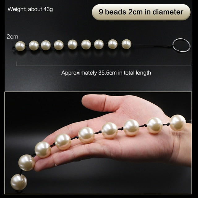 Long Anal Beads Butt Plug Rubber Park Super Large Pearl Anal Plugs Sex Toys for Woman Men Handheld Anus Masturbator Expander
