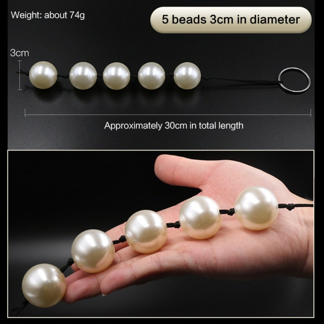 Long Anal Beads Butt Plug Rubber Park Super Large Pearl Anal Plugs Sex Toys for Woman Men Handheld Anus Masturbator Expander