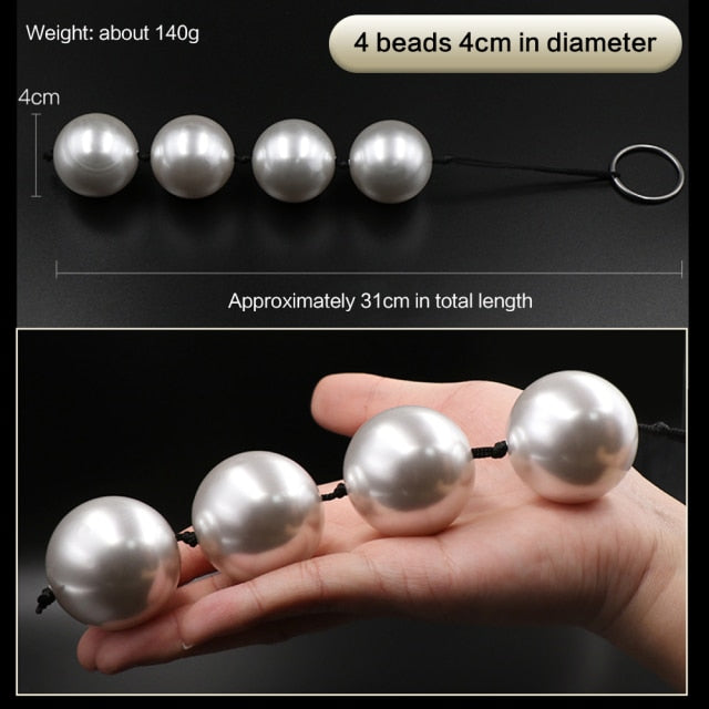 Long Anal Beads Butt Plug Rubber Park Super Large Pearl Anal Plugs Sex Toys for Woman Men Handheld Anus Masturbator Expander